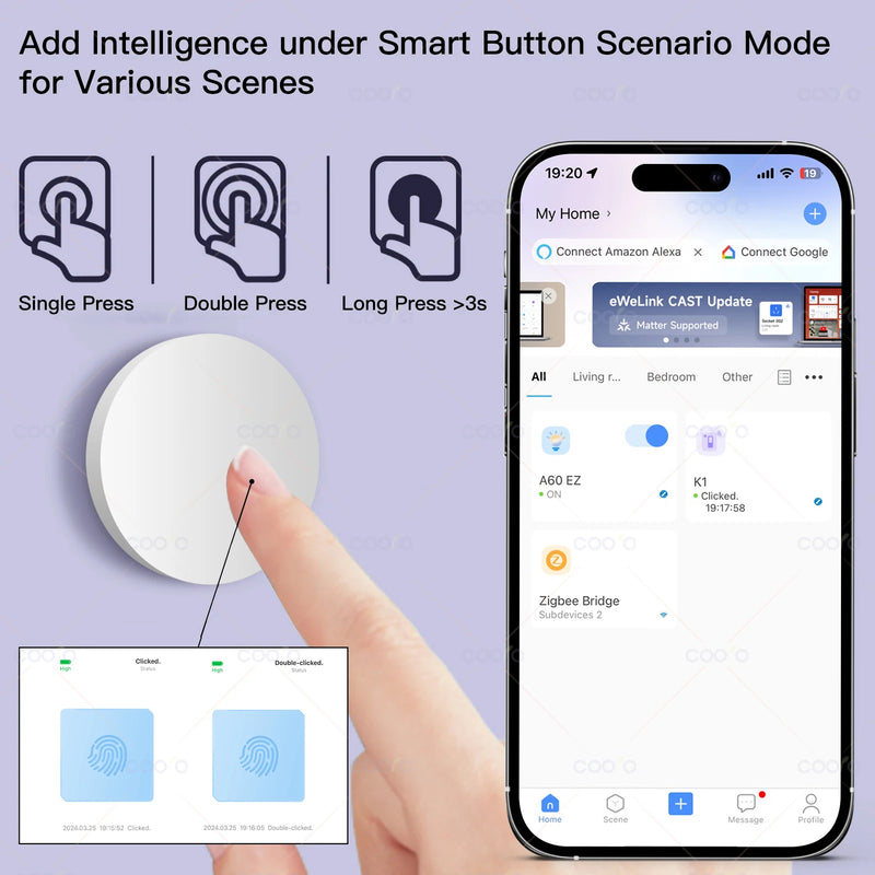 Zigbee Wireless Switch Button Smart Scene Switch Smart Home Voice Control For eWeLink APP Alexa Home Assistant Zigbee2MQTT