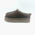 Women's Platform Clog Mule Slippers Genuine Cow Suede Upper Real Wool Lining Thick EVA Sole Non-slip Warm Winter Slip-on Indoor