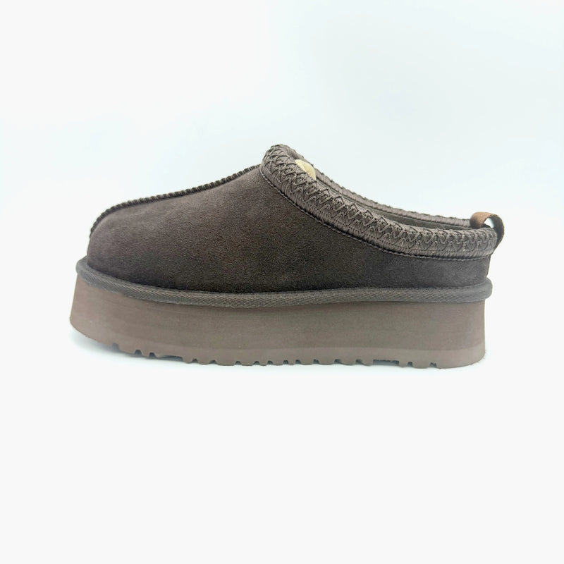 Women's Platform Clog Mule Slippers Genuine Cow Suede Upper Real Wool Lining Thick EVA Sole Non-slip Warm Winter Slip-on Indoor
