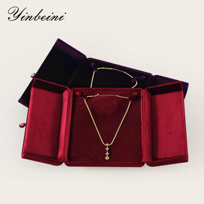 Yinbeini Velvet Large Necklace Pendant Display Box Premium Jewelry Storage Organizer Gift Packing Case H024 | SAMAG