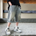 Kids Boys Graffiti Drawing Denim Shorts Elegant Children Casual Ripped Short Jeans Capris Pants 5 6 7 8 9 10 11 12 13 14 Year