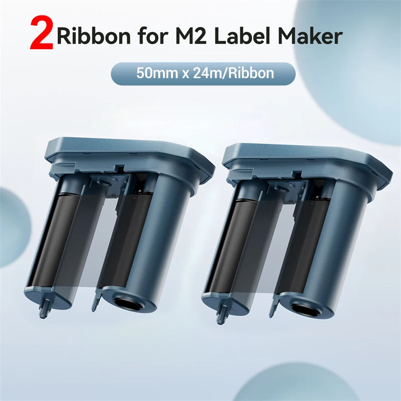 2Rolls Balck White or Color Ribbons of Niimbot M2 Thermal Transfer Label Printer Home Office 20-50mm Width Pint up to 24 Meters