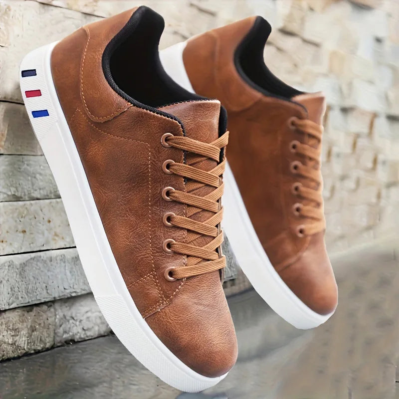 Black Vulcanized Sneakers Men's Flats Comfortable Shoes Lace up Zapatillas Hombre Autumn Spring Fashion Sneakers Plus Size 39-48
