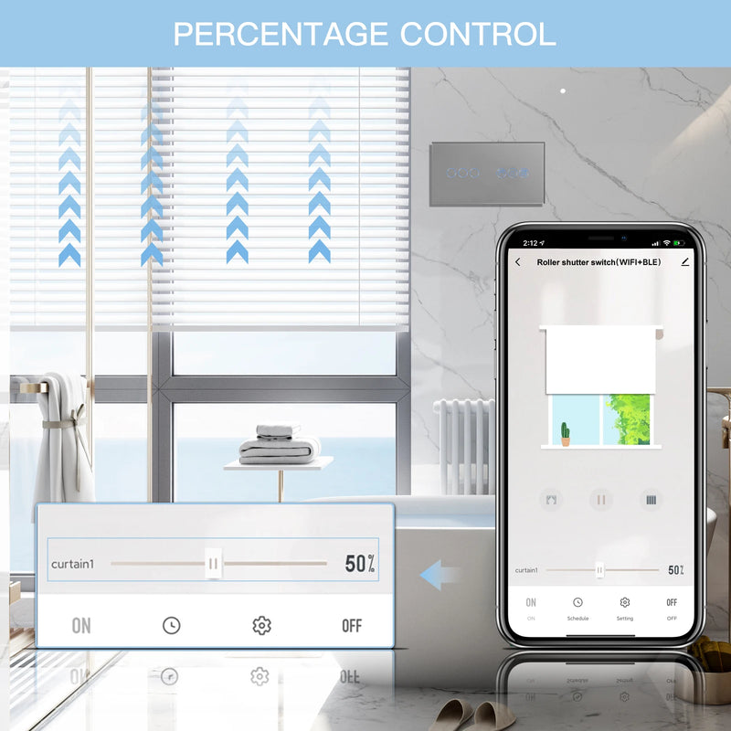 BSEED Wifi Light Switch 1/2/3Gang 1/2/3Way With Smart Roller Shutter Switch Touch Blind Switch Tuya Smart Life Wireless Control