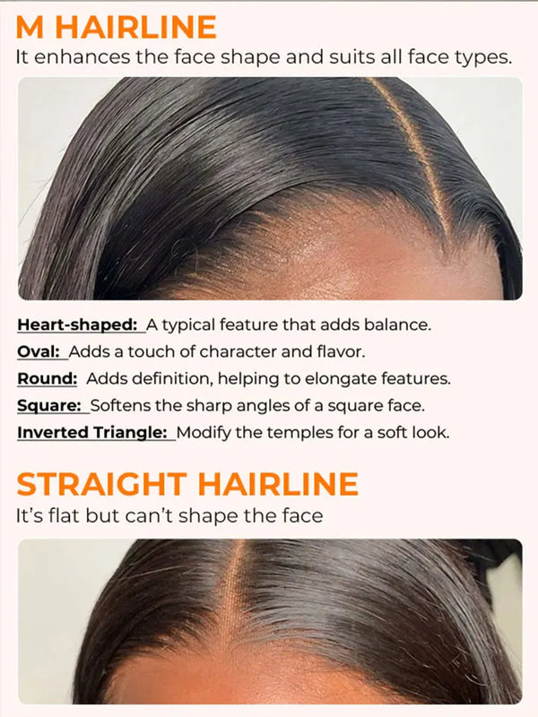 Widow's Peak M Hairline 13x6 HD Lace Front Wig 100% Human Hair Wig Silky Straight 13x4 HD Lace Frontal Wig Bleached Knots HD Wig