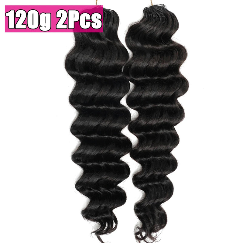 Ocean Wave Crochet Braids Miracle Knots Crochet Human Hair Pre-Separated Invisible Knotless Loose Deep Wave Feather Crochet Human Hair Bundles For Black Women Ocean Wave Humain Crochet Hair 16 To 26 Inch 60g/pcs 240g For A He
