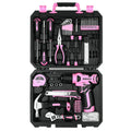 DEKO DKMT128/DKMT196 Home DIY Tool Set Auto Repair Combination Package Hand Tool Kit with Plastic Tool box, Screwdriver, Hammer