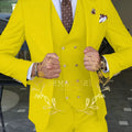 Beige Business Suits For Men Tuxedos Gold Buttons Groom Groomsman Prom Wedding Party Formal 3 Pieces Sets - View 9 | SAMAG