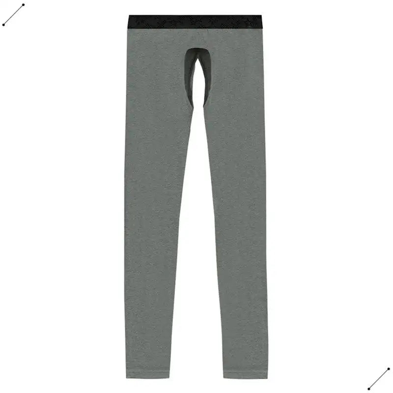 Mens Open Fly Breathable Cotton Thermal Long Johns Black S
