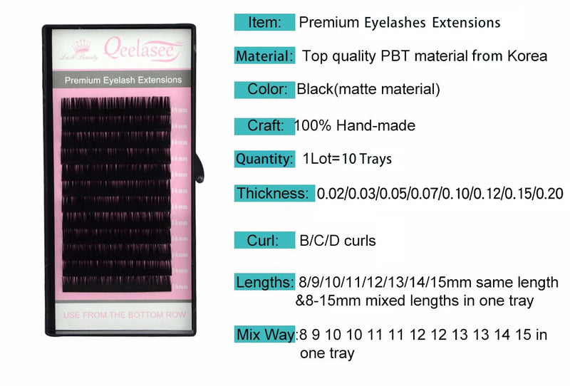All Size 10 Trays Wholesale Volume Lashes Extension 3D Mink False Eyelashes Individual Eyelash Beauty Brand Factory Supplies