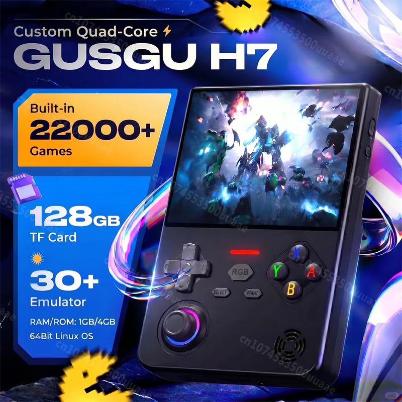 GUSGU H7 128GB Handheld Game Console Open Source Linux System 4.5" IPS Screen Portable Pocket Retro Video Game Player