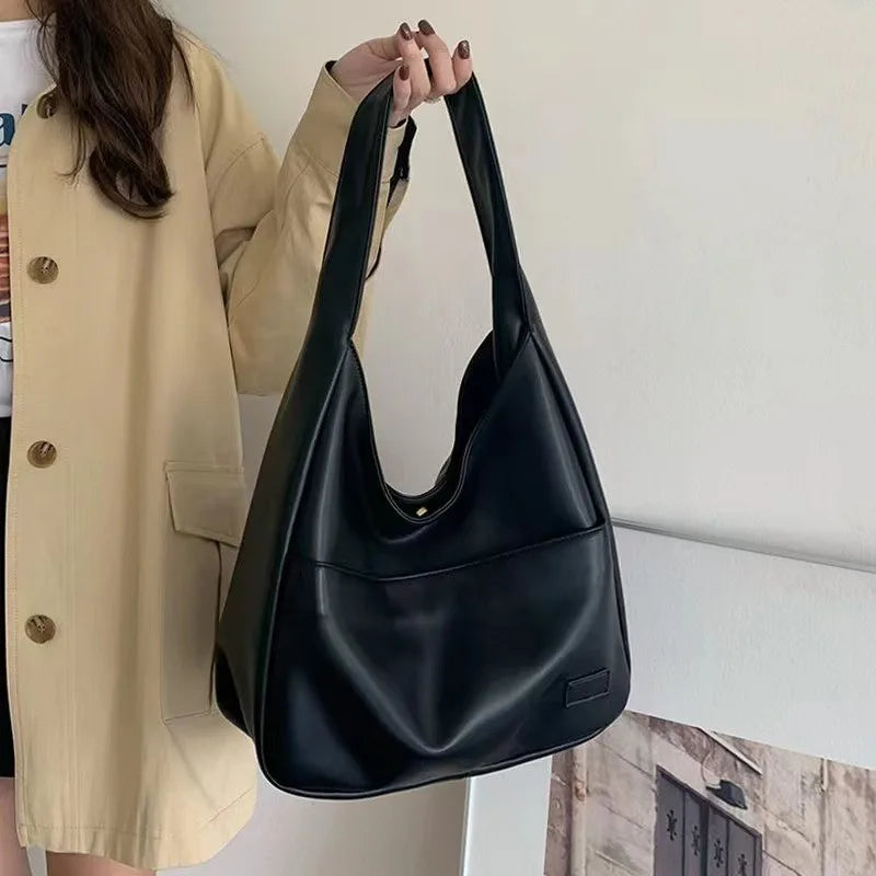 Soft Faux Leather Large Hobo Shoulder Tote Bag Wide Strap Big Capacity Women Casual Daily Work Shopping Commute Handbag Purse
