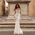 Mouzhetee Mermaid Elegant Pearls Lace Strapless Wedding - View 5 | SAMAG