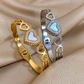 Stainless Steel Bangle Bracelet Inlay Luxury Rhinestones Gorgeous Synthetic Zirconia Geometric Oval Square Stars Shape for Women