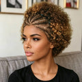 13x4 Lace Front Braided Top Curly Human Hair Wig for Women 180% Density Pre Plucked Natural Hairline Wig