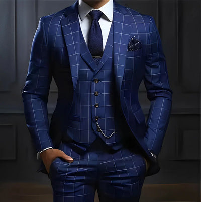 Plaid Men's suit Formal Business Work Clothes Party Groom | SAMAG