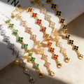 Stainless Steel Colorful Cubic Zirconia Flower Cover Bracelet Adjustable Four - Leaf Clover CZ Stone - Visuel 2 | SAMAG