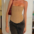 Tossy Mesh Backless Summer Vest Female Elegant Luxury Patchwork Strapless Solid Slim Streetwear Inner Sexy Y2k Tank Top Women's