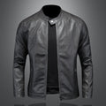 2024 Autumn and Winter New Fashion Handsome with Solid Color Men Stand Collar Motorcycle Leather Coat Slim Fashion   M-5XL