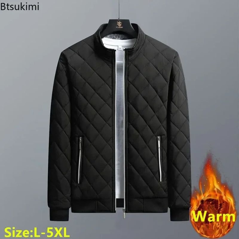 Autumn Winter Men's Clothing Fashion Stand Collar Thickened Warm Parkas Fleece Lining Outdoor Windbreaker Casual Jackets for Men