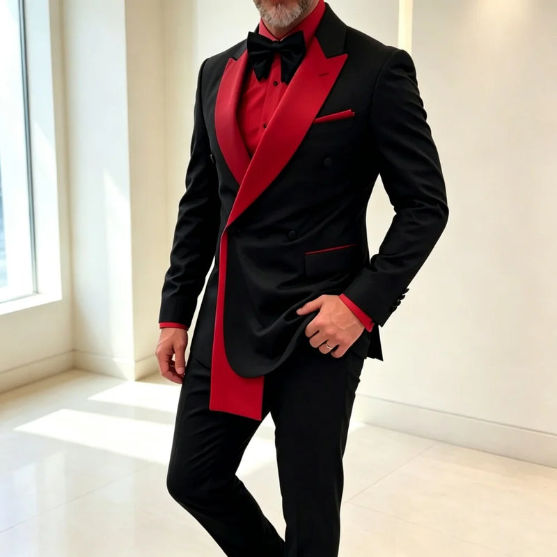 Mix Colors Double Breasted Custom Made Men Suit Set Separates 2 Pieces Jacket Pants for Wedding Groom Tuxedo for Prom Party