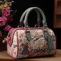 Luxury and Vintage Handheld Boston Bag with Fashion Cartoon Graffiti and premium Leather 2026 Women's Newly Trendy Crossbody Bag