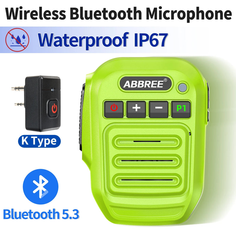 ABBREE IP67 Waterproof Wireless Bluetooth Speaker Mic Microphone For Baofeng UV-5R UV 5RH Quansheng UV K5 K5(8) K6 Walkie Talkie
