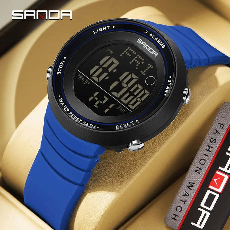 SANDA Digital Sport Watch for Men Military Electronic Waterproof Student LED Wristwatches Alarm Clock - Visuel 3 | SAMAG