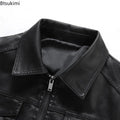 New Men's Leather Jackets Motorcycle Coats High Quality Slim Business PU Leather Tops Fashion Black Plush Warm Clothing for Men