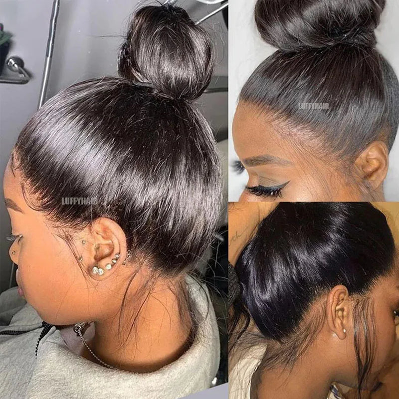 Wavy Bangs Silk Base Full Lace Wig Brazilian Natural Wave Silk Top Full Lace Human Hair Wigs with Air Bangs For Women