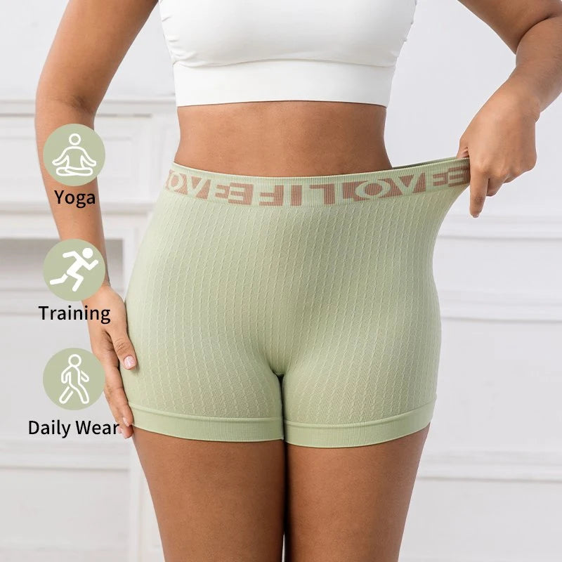 Ribbed Yoga Shorts Seamless High Waist Hip Lifting Elastic Breathable Quick Dry Fitness Running Casual Sports Bottoms for Women