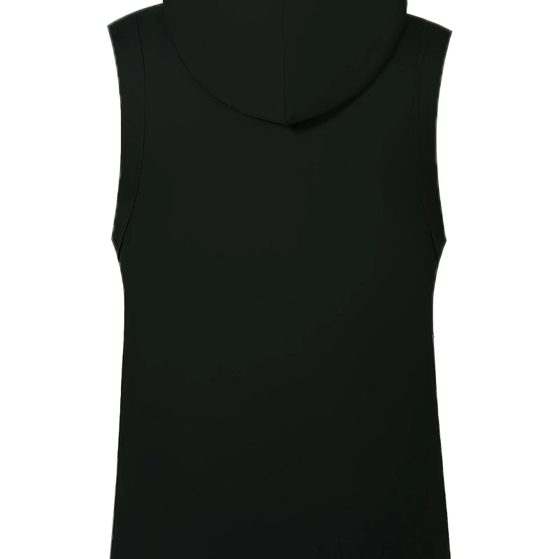Men's Summer Solid - Color Black Hooded Drawstring Vest with a Simple and Casual Style This Vest Is a Perfect Choice for Men in