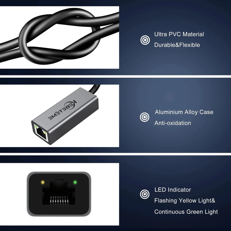 1000Mbps USB 3.0 RJ45 Network Card Type C Ethernet Adapter For MacBook PC Windows XP 7 8 10 Android Lan - Visuel 5 | SAMAG