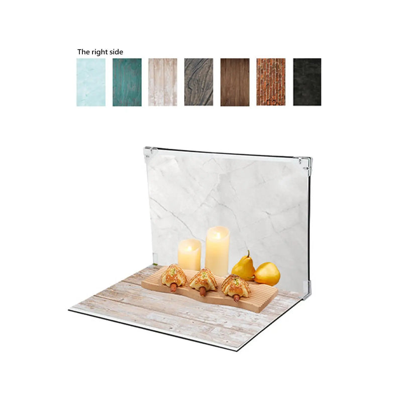 Photography Background Kit with Reflective Cardboard 7 Background Papers Photo Backdrop Boards for Food Makeup Product Cosmetics