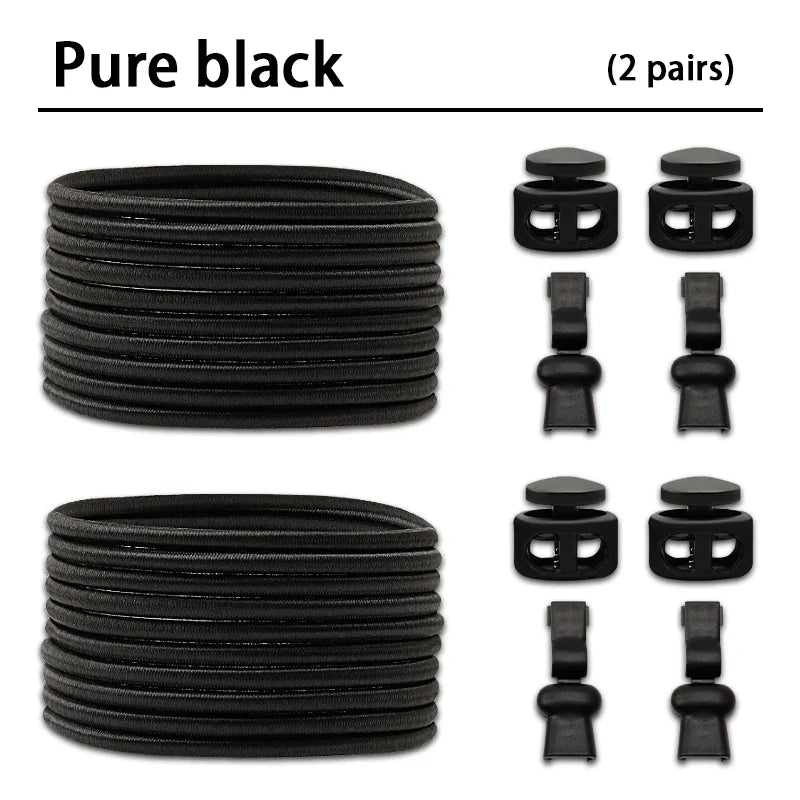 2 Pair No Tie Shoe Laces Kids Adult Quick Laces Round Elastic Shoelaces Without Ties Lock Shoelace Sneakers Shoes Accessories
