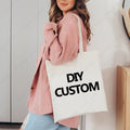 Custom Canvas Tote Bag 100% Cotton Print Your Design Logo Photo Handbag Work Reusable Grocery Shopping Customized Portable Bag