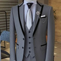 Men's Solid Slim Fit 3-Piece Business Suit Set with Blazer Vest And Pants for Wedding Party Luxury Fashion Tuxedo