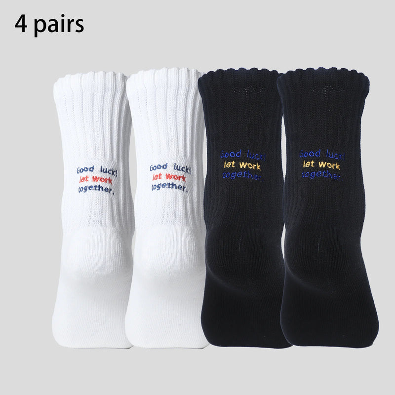 4 Pairs Men's Cotton Work Socks Cushioned Long Running | SAMAG