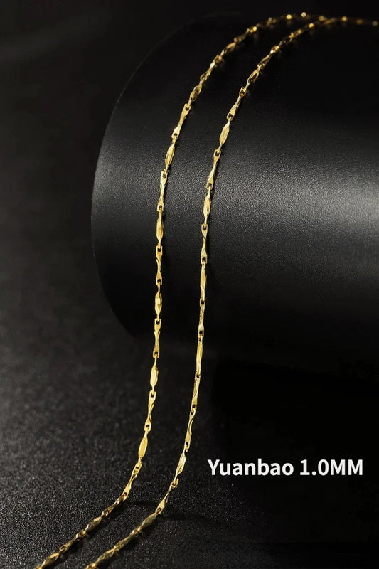 Real 14K Gold Color Necklace Chain for Women's Clavicle Chain Neck Collare for Girlfriend Fashion Birthday Jewelry Gift Not Fade