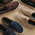 Men's Casual Loafers Shoes Fashion Thick Sole Suede Leather Boat Shoes Non-Slip Breathable Comfortable Slip-On Sneakers for Men