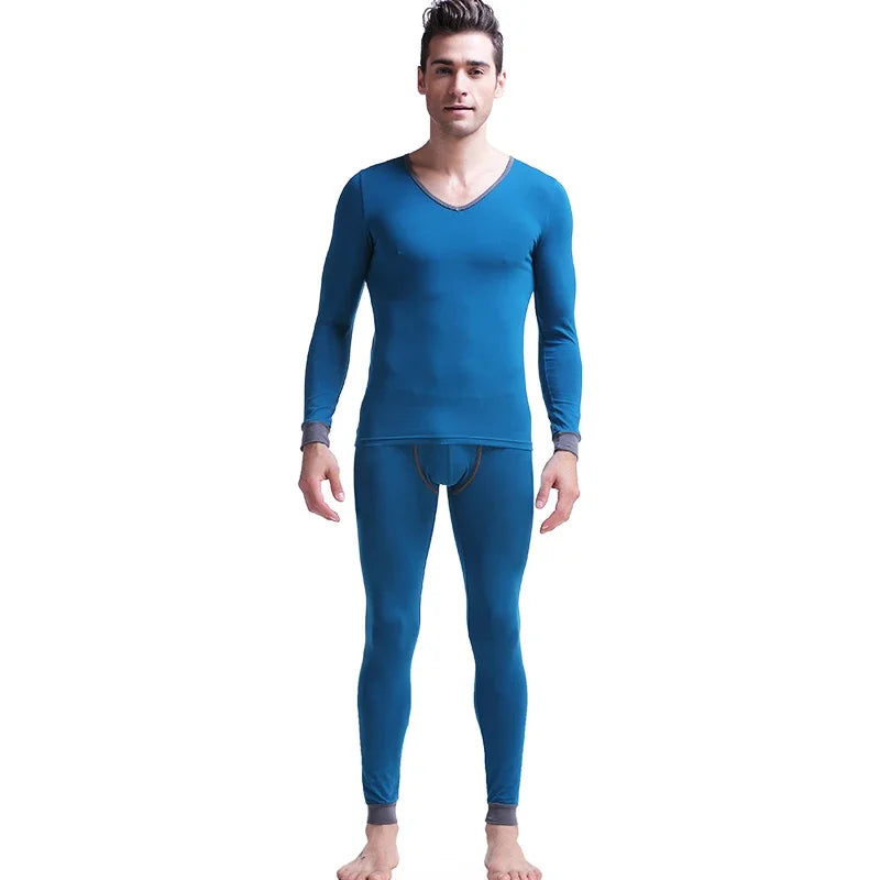 Element men thin cotton V-neck slim fit comfortable base coat long Johns basic thermal underwear set