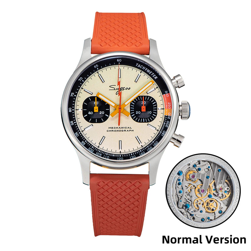 Sugess Watch of Men Chronograph Mechanical Wristwatches with Seagull ST19 Swanneck Movement Pilot Sapphire Crystal Racing V2 New