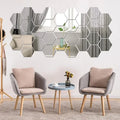 Hexagon Acrylic Mirror Wall Sticker Acrylic Adhesive Gold Silver Mosaic Tiles Removable DIY Bedroom Bathroom Home Decor Sticker