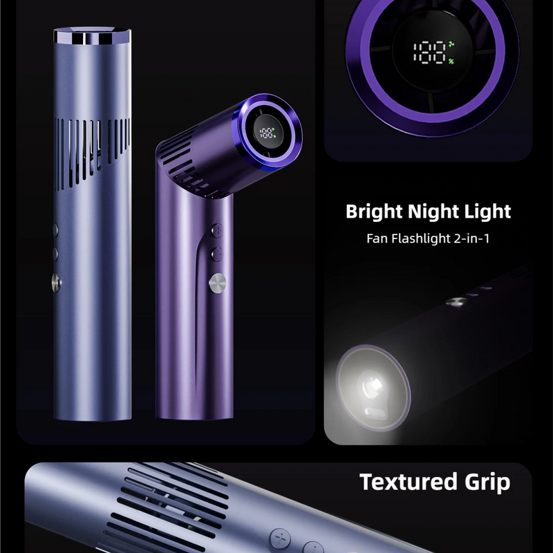 TINSOL 2026 New Lipstick Mini Handheld Fan, Portable Foldable Neck-Hanging Fan with Digital Display and Lighting Function