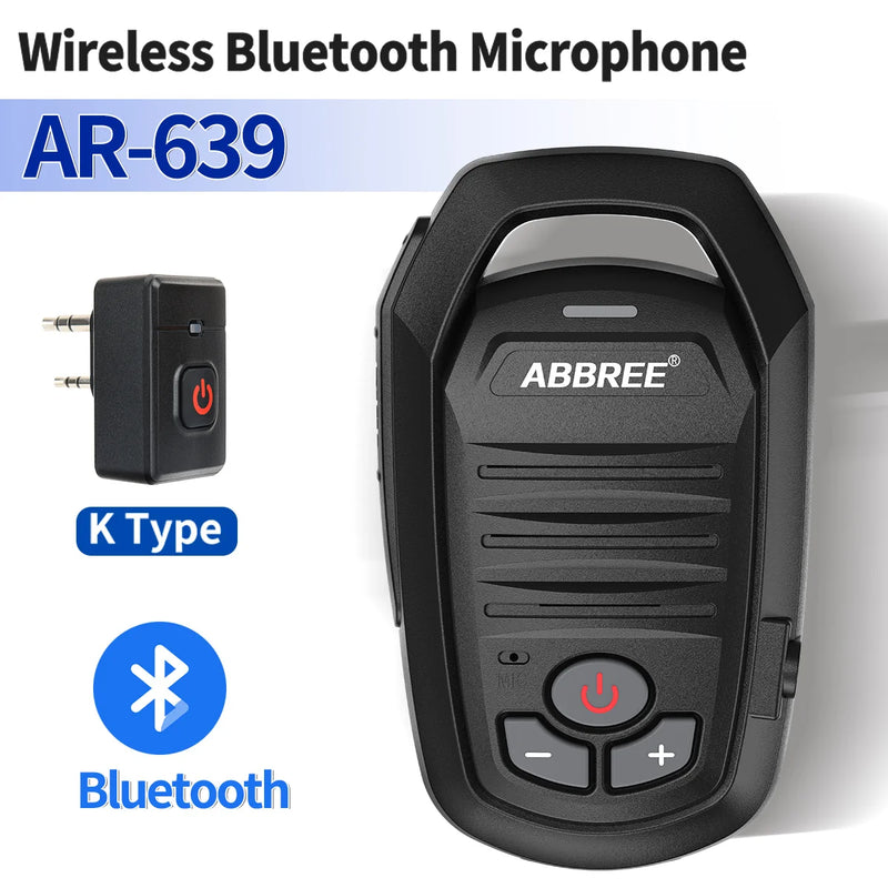 ABBREE Walkie Talkie Wireless Bluetooth Microphone Speaker MIC Waterproof For Baofeng UV-21 Quansheng UV-K6 Retevis Radios
