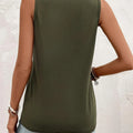 Lady's Olive Green Vest with Front Pocket and Sleeveless Top. Perfect for Casual Streetwear, a Versatile Piece That Can Be Worn