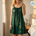 Women's Gold Star Print Sleeveless Sleep Dress Summer | SAMAG
