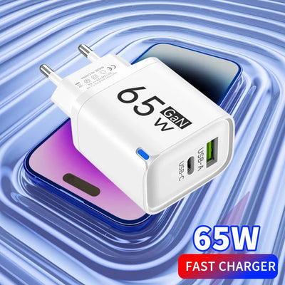 65W GaN Type C USB Fast Charge Chargers Dual Ports | SAMAG