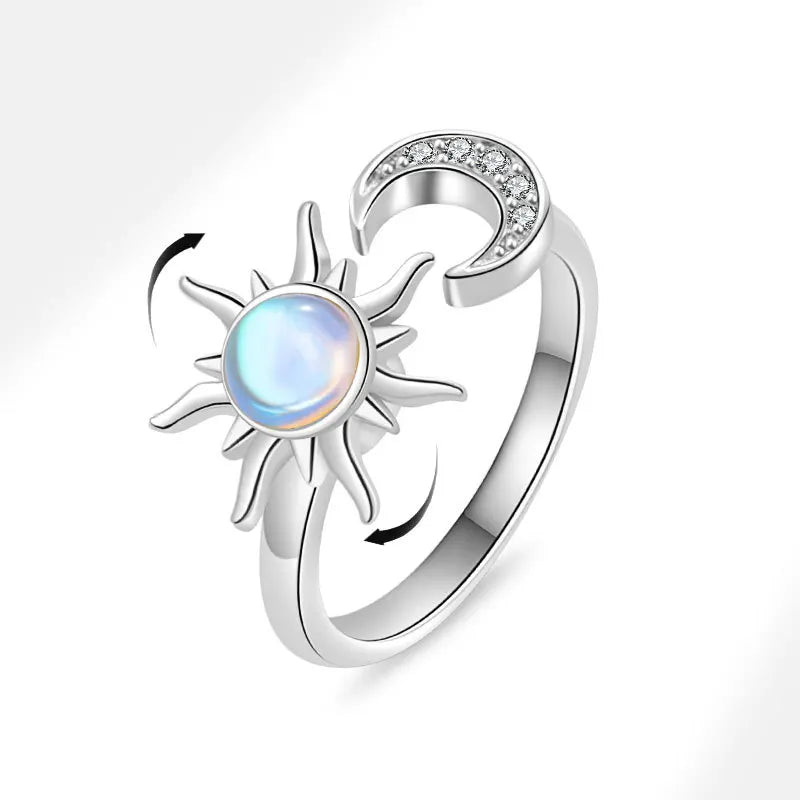 VENTFILLE 925 Sterling Silver Sunflower Diamond Zircon Rotatable Ring For Women Gift Relieve Stress Ring Jewelry Wholesale