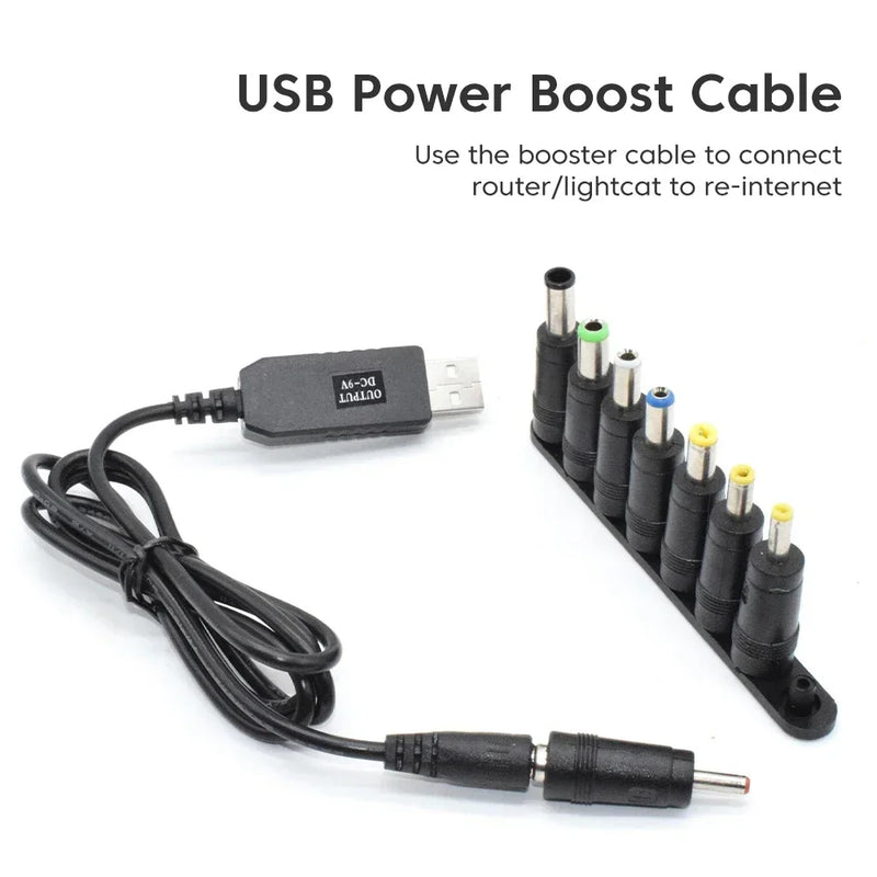 WiFi Power Bank Cable - USB to DC 5V/12V Boost Converter Cord for Router/Modem/Speaker, Portable Charging Adapter
